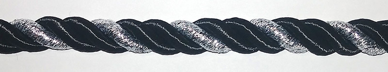 Шнурок - Чёрный с серебром